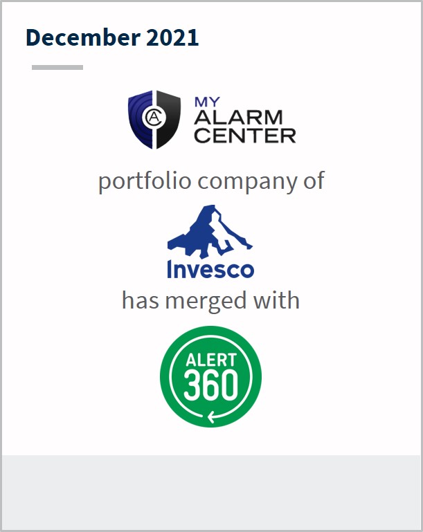 December 2021 My Alarm Center a portfolio company of Invesco has merge with Alert 360