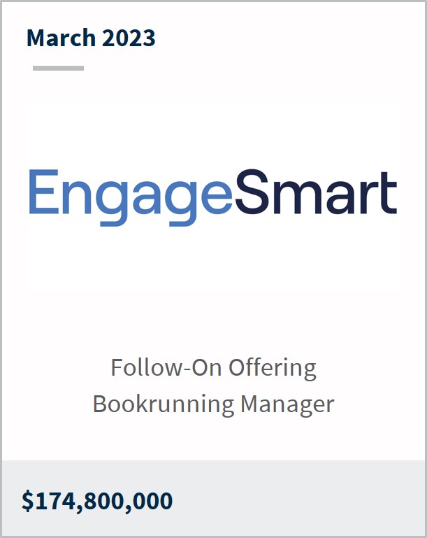 March 2023 EngageSmart $174,800,000 Follow-On Offering Bookrunning Manager