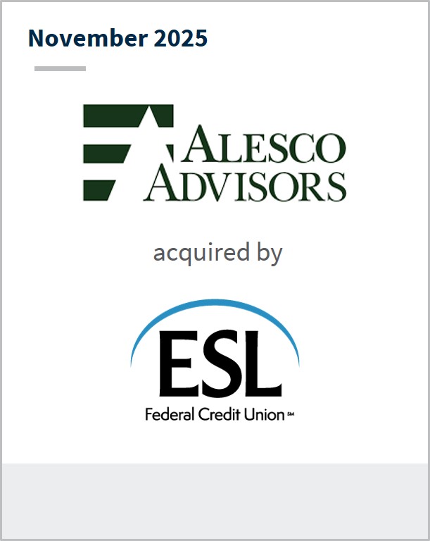 November 2025 Alesco Advisors acquired by ESL Federal Credit Union