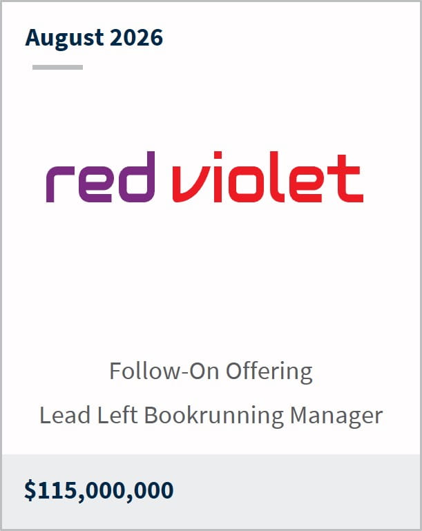 August 2026 red violet Follow-On Offering Lead Left Bookrunning Manager $115,000,000
