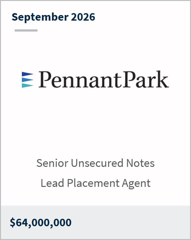 September 2026 PennantPark Senior Unsecured Notes Lead Placement Agent $64,000,000