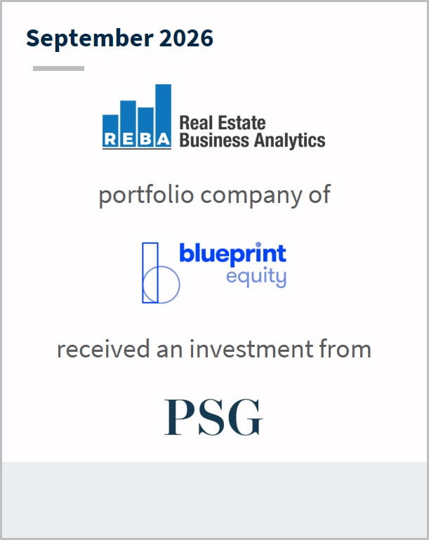 September 2026 REBA Real Estate Business Analytics portfolio company of blueprint equity received an investment from PSG